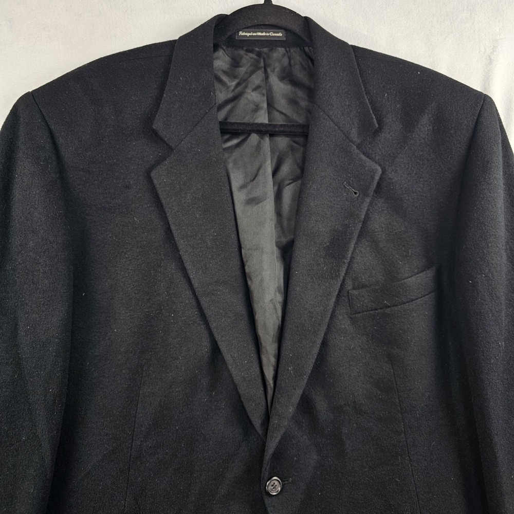 Pronto Uomo Sport Coat Men's 48R 100% Cashmere Flannel Black Blazer Jacket - Picture 4 of 13